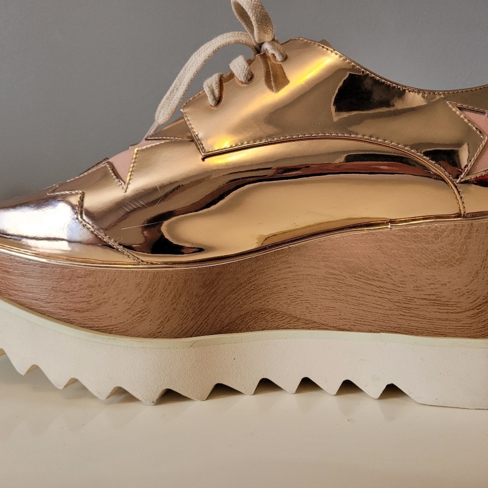 Stella McCartney Elyse Rose Gold Platform Trainers, VGUC, Size 36 - Picture 9 of 14
